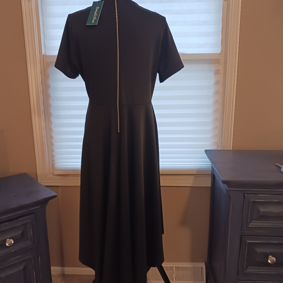 SimpleFun Black High Low Ruffle High Neck Peplum Shirt Dress Size XL - Picture 3 of 11